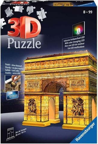 Arc De Triomphe  - Night Edition, 242pc 3D Jigsaw Puzzle