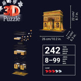 Arc De Triomphe  - Night Edition, 242pc 3D Jigsaw Puzzle